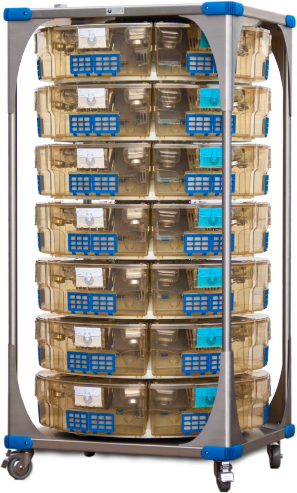 Optirat GenII IVC rat rack assembly with cages