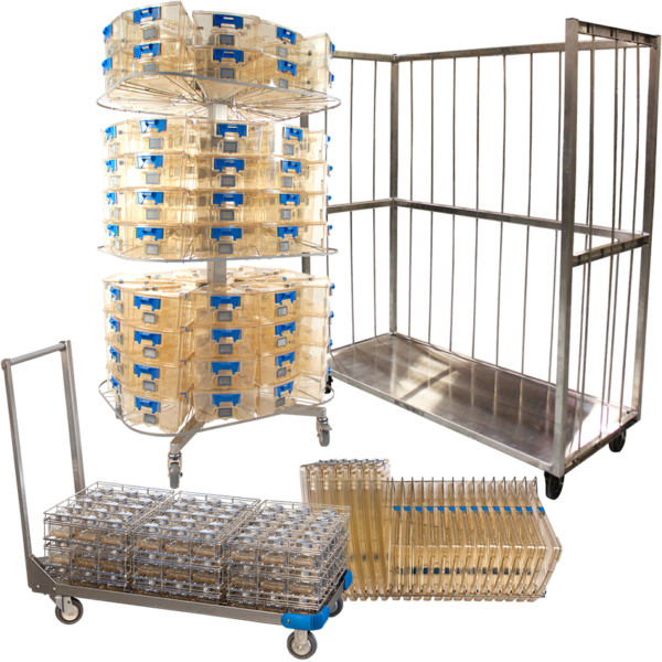Material handling equipment for Animal Care Systems racks
